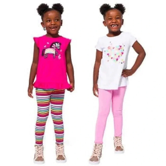 Kid's Headquarters Kids' 4-piece Set, Zebra 3T 4T 2 Shirts 2 Leggings - Picture 1 of 10